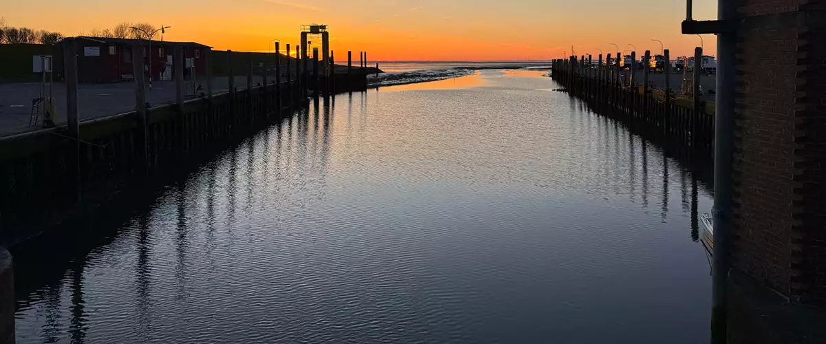 Sonnenaufgang am Pellwormer Hafen